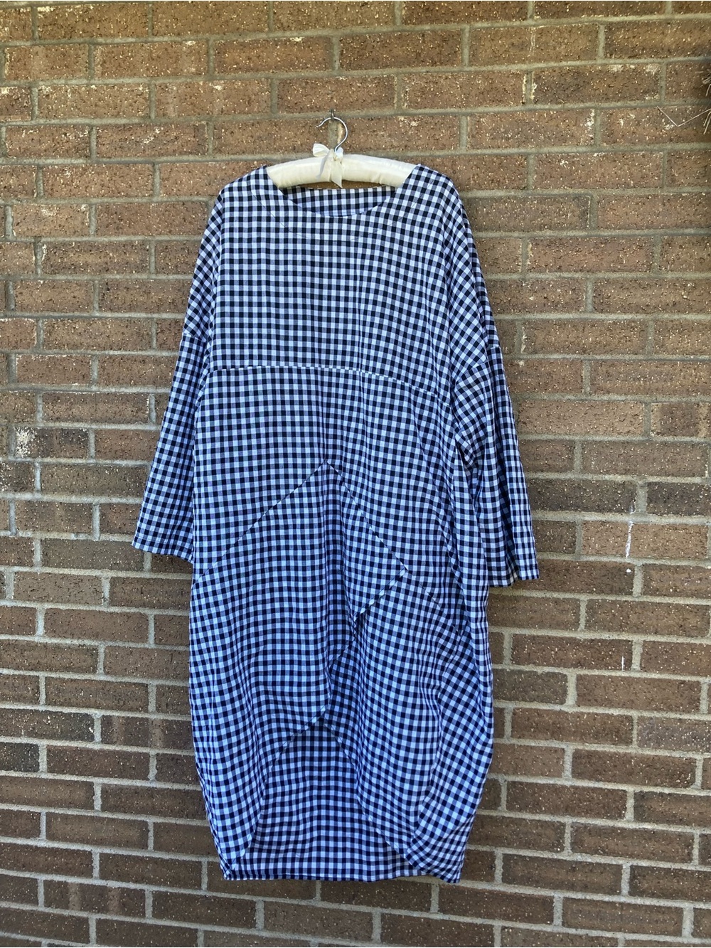 Asymmetrical Cocoon Kaftan, plaid, 2x